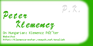 peter klemencz business card